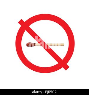 set of Unused matches in descending order of height. prohibition sign Stock Vector