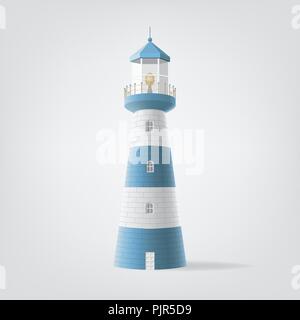 Realistic blue lighthouse. Vector illustration EPS10 Stock Vector