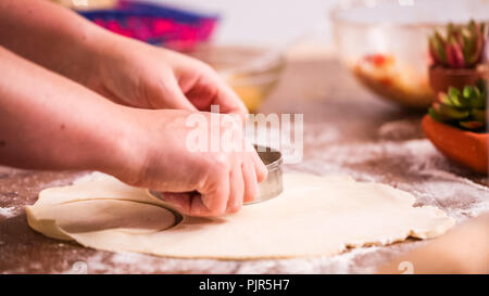 Step by step. Making home made empanadas with different fillings. Stock Photo