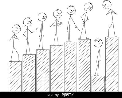 Cartoon of Businessmen Standing at Graph or Chart Representing Success and Blaming one of Them for Failure Stock Vector