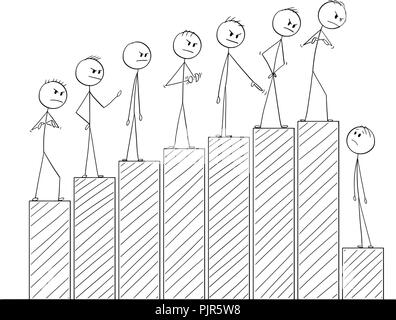 Cartoon of Businessmen Standing at Graph or Chart Representing Success and Blaming one of Them for Failure Stock Vector