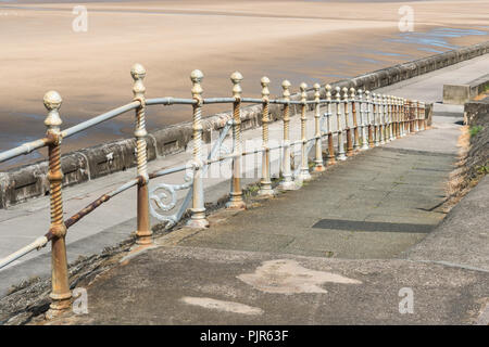 Quiet summer view on the promenade of the Lancashire seaside resort of Blackpool, England, UK in June with few people. Stock Photo