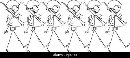 Cartoon of Modern Soldiers Marching on Parade or in to War Stock Vector