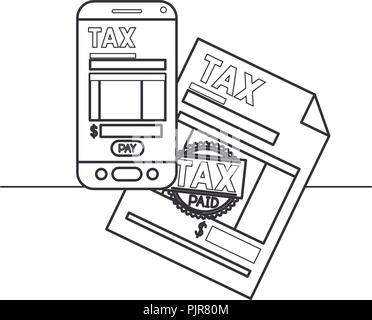 smartphone with tax on line and documents Stock Vector