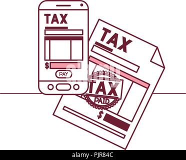 smartphone with tax on line and documents Stock Vector