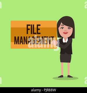 Handwriting text writing File Management. Concept meaning computer program that provides user interface to manage data. Stock Photo