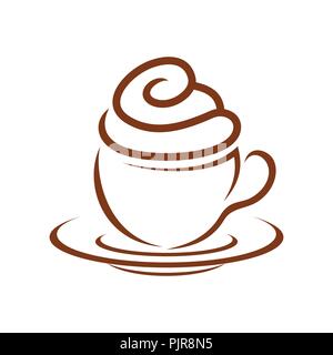 Coffee Cupcake Whip Cream Breakfast Vector Symbol Graphic Logo Design Template Stock Vector