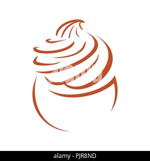 Cupcake Line Art Whip Cream Vector Symbol Graphic Logo Design Template Stock Vector