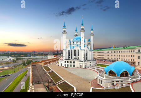 Qolsharif (Kul Sharif) Mosque in the Kazan Kremlin on sunset background. Tatarstan, Russia (2) Stock Photo