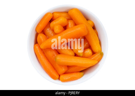 Carrots baby carrot vegetable vegetables from above bowl isolated on a white background Stock Photo