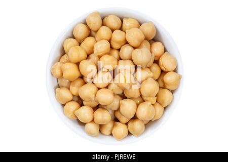 Chickpeas peas vegetable vegetables from above bowl isolated on a white background Stock Photo