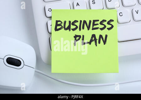 Business plan analysis strategy success concept company mouse computer keyboard Stock Photo