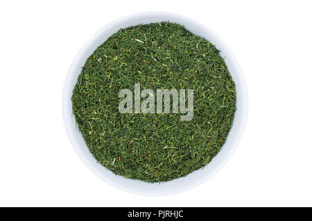 Dill herb from above bowl isolated on a white background Stock Photo