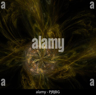 Abstract colorful yellow golden fractal on black background. Fantasy fractal texture. Digital art. 3D rendering. Computer generated image Stock Photo