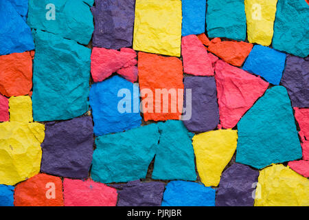 full frame shot of a multi colored painted wall Stock Photo
