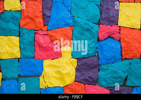 full frame shot of a multi colored painted wall Stock Photo