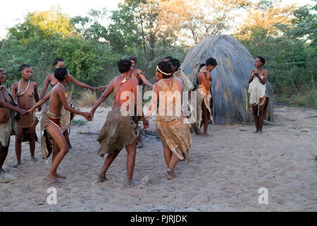 life in a san village in namibia, africa Stock Photo