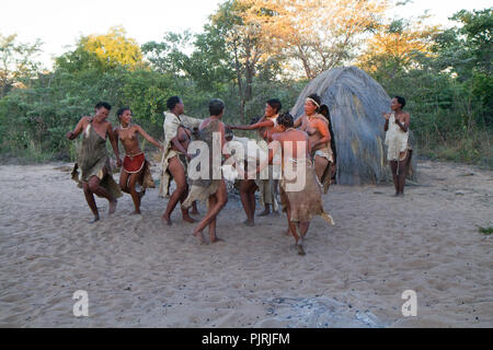 life in a san village in namibia, africa Stock Photo