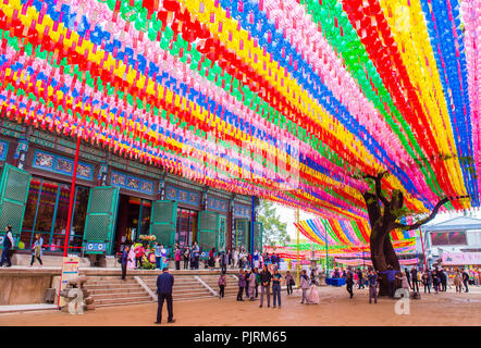 Colorful lantern decoration at Jogyesa Temple during the Lotus Lantern Festival in Seoul Korea Stock Photo