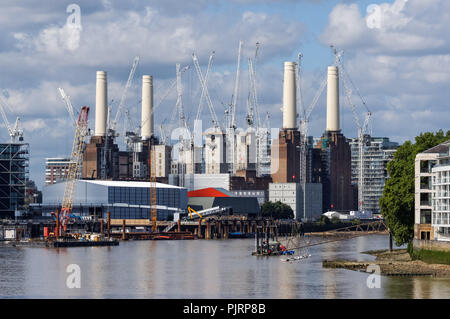Cranes at the Battersea Power Station in London, England, United Kingdom, UK Stock Photo