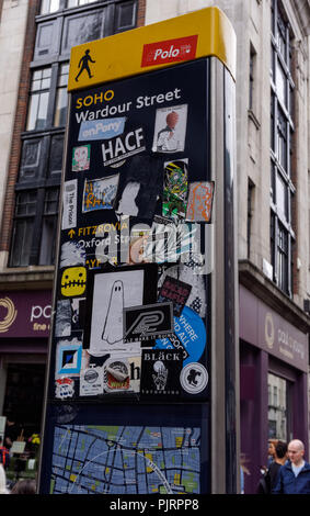 Tourist map in Soho, London England United Kingdom UK Stock Photo