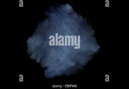 Abstract colorful blue fractal particle explosion on black background. Fantasy fractal texture. Digital art. 3D rendering. Computer generated image Stock Photo