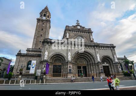 Manila, Philippines - Dec 21, 2015. Manila Cathedral at Intramuros District. The cathedral was officially established in 1571. Stock Photo