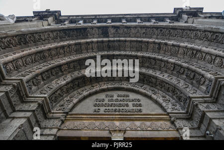 Manila, Philippines - Dec 21, 2015. Manila Cathedral at Intramuros District. The cathedral was officially established in 1571. Stock Photo