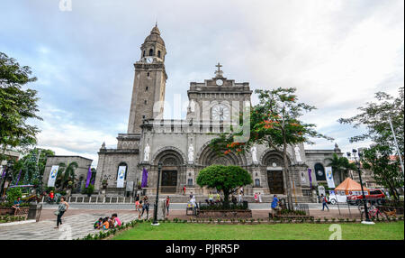 Manila, Philippines - Dec 21, 2015. Manila Cathedral at Intramuros District. The cathedral was officially established in 1571. Stock Photo