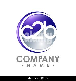 C2B word Letter and numbering vector logo on an abstract circle vector shape Stock Vector