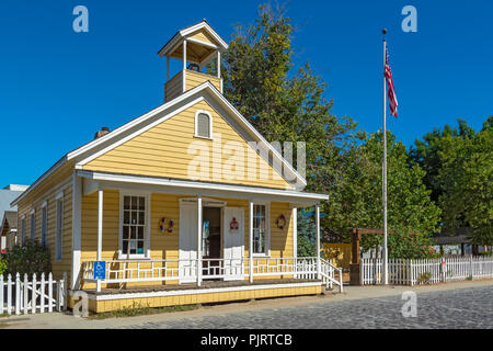 California, Old Sacramento, Schoolhouse Museum, replica one-room school Stock Photo