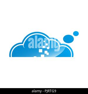 blue cloud symbol ,big data cloud logo,big cloud technology logo. CLoud data management vector logo Stock Vector