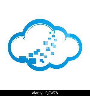 blue cloud symbol ,big data cloud logo,big cloud technology logo. CLoud data management vector logo Stock Vector