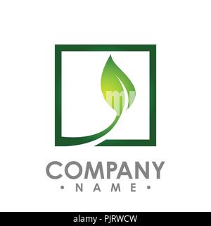 vector logo concept illustration. Leafs and square logo. Abstract sign. Vector logo template. Design element. Stock Vector