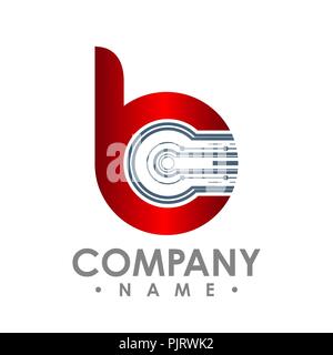 Letter B icon. Technology Smart logo, computer and data related business, hi-tech and innovative, electronic Stock Vector