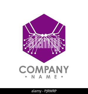 Vector hexagon circuit board isolated simple abstract butterfly. Butterfly icon vector isolated on white background. Stock Vector