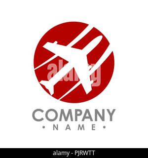 Travel agency logo design idea with airplane in negative space. Amazing destinations creative symbol concept. Abstract logo. Stock Vector