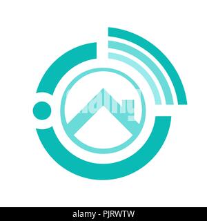 Online realty logo vector design. House seller from internet logo vector Stock Vector
