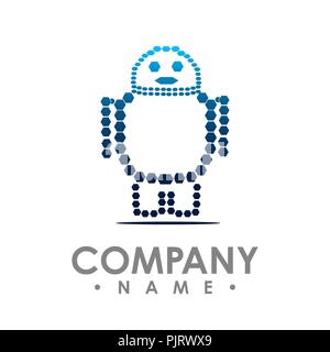 Robot vector logo. Simple illustration of robot brain vector logo for web Stock Vector