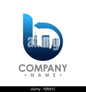 B initial letter realty logo design. Lettering Realty logo design vector concept and idea. Stock Vector