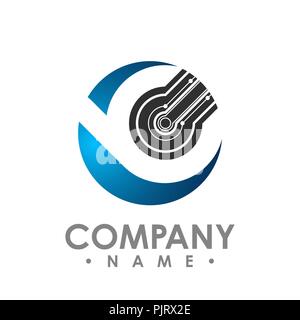 Creative abstract circle tech rotate vector logo design template element. Colored purple concept icon Stock Vector