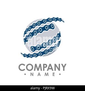 Chain circle industrial vector design illustration logo icon Stock Vector