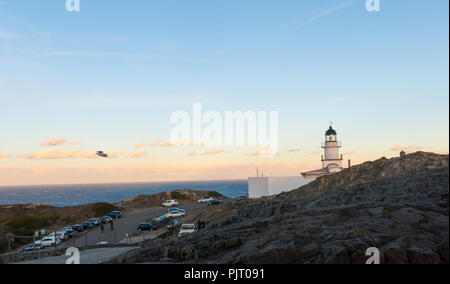 Lighthouse of the Cap de Creus Natural Park, the westernmost point of Spain, where the sun first rises. Cadaques, Catalonia, Spain. Stock Photo