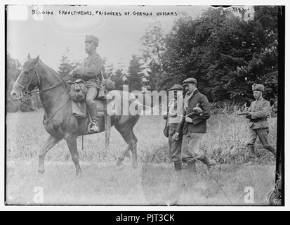 Belgian Franctireurs, prisoners of German Hussars Stock Photo