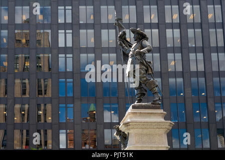 Statue of Paul Chomedey De Maisonneuve in Place d'Armes in Montreal Stock Photo