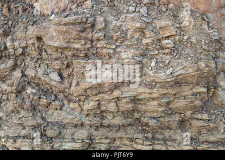 Geological layers in an archaeology site in detail Stock Photo