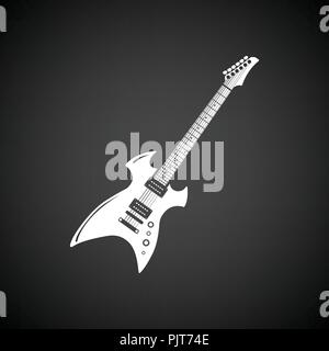 Electric guitar icon. Black background with white. Vector illustration. Stock Vector