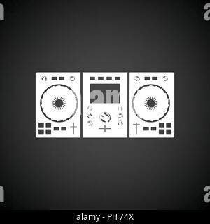 DJ icon. Black background with white. Vector illustration. Stock Vector