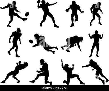 American Football Player Silhouettes Stock Vector