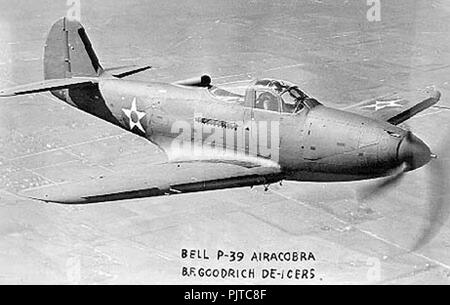 Bell P-39 Airacobra in flight with B.F. Goodrich de-icers 061019-F-1234P-021. Stock Photo